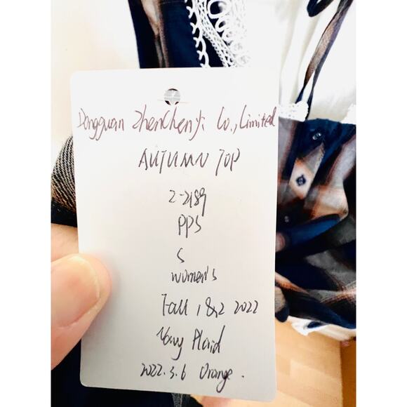 Joyfolie Plaid Lace Trim Peasant Blouse Top Small Sample Boho Cottagecore S - Picture 8 of 8